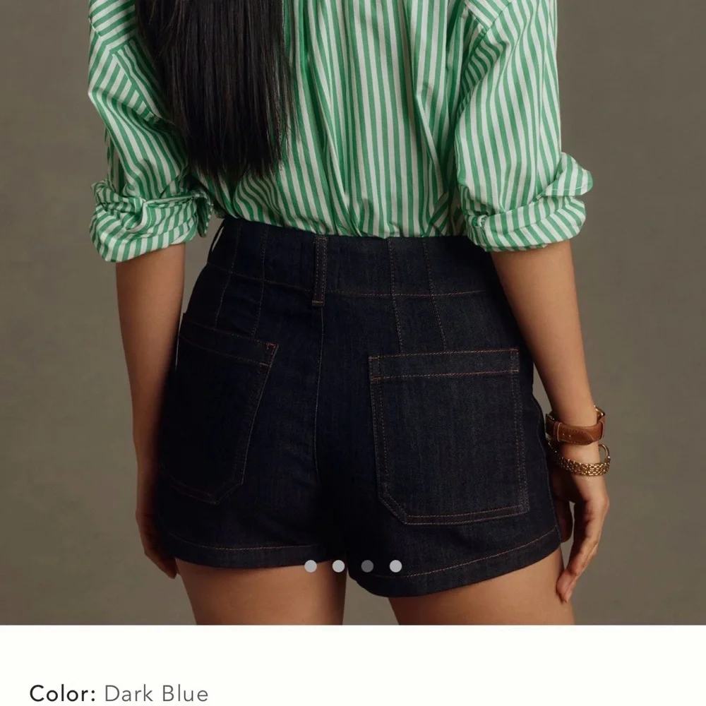 NWT new 31 Anthropologie Maeve Colette denim Jean shorts dark wash pockets - Picture 9 of 17